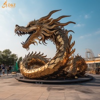 Statue de dragon chinois à revêtement métallique 3D personnalisé pour décoration extérieure de jardin de ville Grand revêtement en acier inoxydable Sculpture Golden Loong