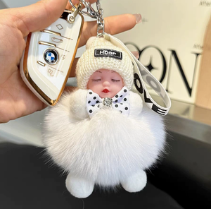 Llavero Colgante de Peluche con Muñeca Durmiente de Piel de Zorro Auténtica, Bonito Colgante para Bolso, Regalo de Muñeca de Peluche - Product Image 1