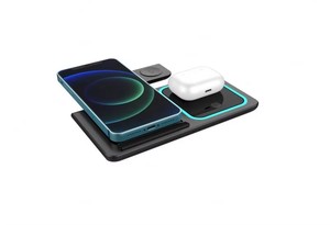 JEDI precio de fábrica 3 en 1 nuevo diseño de escritorio de <span class=keywords><strong>carga</strong></span> cargador inalámbrico 15W plegable Delgado teléfono 3 en 1 cargador <span class=keywords><strong>con</strong></span> luz ambiental - Product Image 2