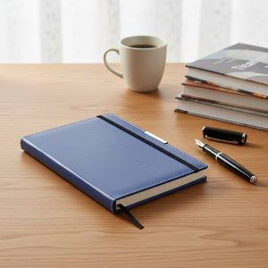 Quaderno blu con copertina rigida e chiusura con elastico - Product Image 3