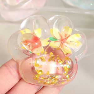 Transparent Shinny Glitter Toy Cute <b>Cat</b> Paw TPR Mochi <b>Squishy</b> Unisex Soft Slow Rebound Stress Relief Toy <b>Squishy</b> Toys Set - Product Image 3
