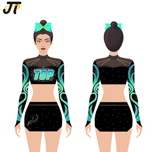 Nuevo Uniforme de Animadoras de Spandex Talla XXXS con Pedrería Impresa, Servicio OEM, Trajes de Entrenamiento para Adolescentes - Product Image 1