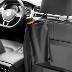 Funda de Cuero para Paraguas de Coche, Negra, Plegable, Impermeable, para Asiento Trasero, Ajuste Universal - Product Image 2