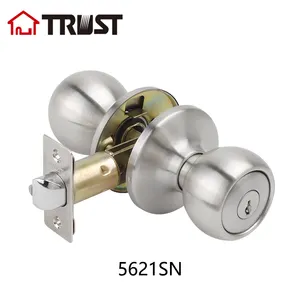 TRUST 5621SN ANSI เกรด3ลูกบิดประตูแบบท่อล็อครัศมีไดรฟ์แกนหมุนรอบบอลล็อค