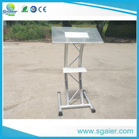 Atril con Superficie Acrílica en Forma de Arco, Podio de Aluminio con Estructura de 290*290 mm