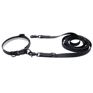 Conjunto de <span class=keywords><strong>collar</strong></span> y correa para perro de nailon naranja neón personalizable al por mayor con revestimiento de PVC con patrón sólido de características separables - Product Image 2