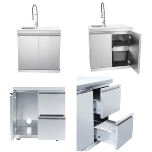 Sang trọng được xây dựng trong nhà bếp ngoài trời đảo BBQ nướng tủ thép không gỉ thời tiết bồn rửa tủ lạnh hiện đại nội thất sân vườn - Product Image 5