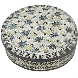 Caja de Joyería de Madera con Madreperla Egipcia Hecha a Mano, Estilo Sultana - Organizador de Joyas con Incrustaciones de Mosaico (9x2.5 Pulgadas) - Product Image 1