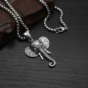 จี้รูปหัวช้างสไตล์ฮิปฮอป ชุบทอง 18k วัสดุสแตนเลส 316L สร้อยคอแฟชั่นสำห<span class=keywords><strong>ร</strong></span>ับผู้ชาย ขายส่ง - Product Image 2