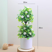 Zweistufiger Künstlicher Blumen-Bonsai im Topf, Simulierter Baum mit Weißem Topf für Heim-Tischdekoration
