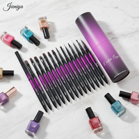 Set de Pinceaux Nail Art Dégradé Chrome, Manche Métallique avec Pinceaux Fins, Striper, Liner, Biseautés – Outils de Manucure Haute Qualité