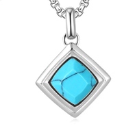 Collier en acier inoxydable plaqué or avec pendentif turquoise personnalisé de Cheng Jewelers pour cadeaux d'anniversaire