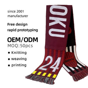 Bufandas de Apoyo al Fútbol al por Mayor, Bufandas Personalizadas con Logotipo para Fanáticos <span class=keywords><strong>del</strong></span> Fútbol <span class=keywords><strong>Mundial</strong></span>, Bufandas Tejidas con Flecos para Fanáticos - Product Image 1