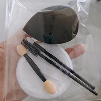 Kit d'outils de maquillage jetables 5 pièces : Éponge douce et élastique, Pinceau à paupières, Pinceau à gloss, Brosse à cils, Accessoire