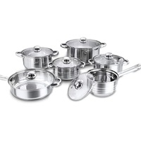 Ensemble de casseroles de luxe 12 pièces en acier inoxydable à fond composite épaissi, multifonctionnel, avec casserole à lait, marmite et poêle à frire