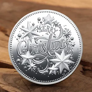 Merry Christmas Happy New Year Commemorative Gold Silver Coins Santa Xmas Wishing Coin Souvenirs Coin