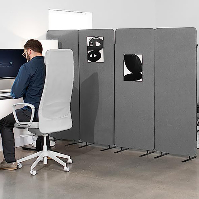 Modern Acoustic Office Partition Folding Screen Sound Absorbing Privacy Room Divider for Library School Workspace