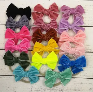 Baby Hair Ring Rope Velvet Bowknot Holder Elastic Colorful Bands Toddler Hair bow