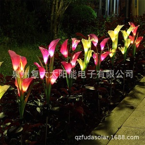 Luces solares de jardín con forma de lirio de agua, 4 cabezales LED, impermeables, portátiles, alimentadas por energía solar, para decoración de patio y jardín. - Product Image 4