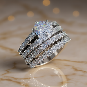 Anello di Fidanzamento Classico in Rame e Oro Bianco con Diamanti per Donne, Taglio Brillante Rotondo, Diamanti Naturali Colore D, Modello DJ021 - Product Image 2