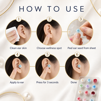 Autocollants de graines auriculaires en cristal avec nœud papillon, patchs de graines d'acupression pour la thérapie auriculaire