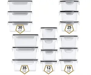 LYT274 16pcs套装密封方形圆形保鲜盒冰箱食品储物盒保鲜盒容器厨房用品
