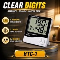 Termometer Higrometer Digital ABS Plastik Populer dengan Layar LCD Besar dan Jelas, Jam Alarm Bertenaga Baterai, OEM untuk Penggunaan di Rumah/Dalam Ruangan