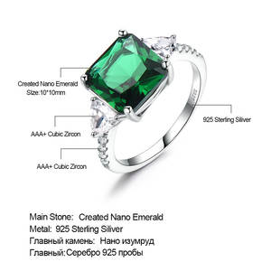 女性のためのエメラルドジェムストーンリングソリッド925スターリングシルバープロミスリングスクエアグリーンウェディングエンゲージメントラグジュアリージュエリー - Product Image 6