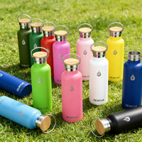 Termos de Grado Alimenticio de 500 ml, 600 ml, 750 ml, 1000 ml, Botella de Agua de Acero Inoxidable con Recubrimiento en Polvo