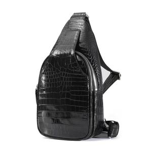 <b>Men's</b> Luxury Crocodile Skin Chest <b>Bag</b> Genuine Leather Cowhide Lining Waterproof Portable Durable Casual <b>Sling</b> Backpack for - Product Image 5