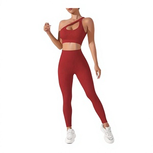 Conjunto Deportivo Seamless para Mujer al por Mayor: Sujetador Deportivo de Un Hombro y Leggings de Alta Elasticidad para Entrenamiento y Fitness - Product Image 2