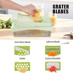 Hache-légumes avec récipient, <span class=keywords><strong>hachoir</strong></span> à aliments, coupe-oignons, râpe à fromage, trancheuse à mandoline, gadgets de cuisine et essentiels pour la maison - Product Image 5