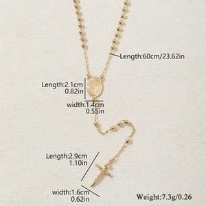 Ingrosso religioso lungo <span class=keywords><strong>preghiera</strong></span> 4mm di rame 18k placcato oro vergine maria ciondolo croce catolico rosario collana per le donne - Product Image 2