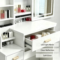 Table de toilette moderne haut de gamme avec rangements multi-niveaux et miroir LED pour la maison et l'hôtel – Achat en gros