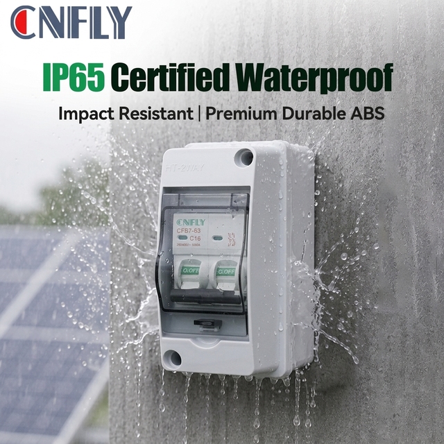 CNFLY Electric IEC60947-2 IP65 Waterproof Distribution Box Main Switch 2Ways Enclosure Board 63A MCB Box Circuit Breaker Box