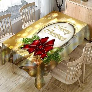 <span class=keywords><strong>Mantel</strong></span> de poliéster rectangular impermeable a prueba de aceite impreso <span class=keywords><strong>con</strong></span> diseño navideño al por mayor para decoración del hogar - Product Image 1
