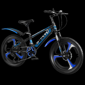 Double frein à disque 18 pouces 6 vitesses vélo pour enfants bleu et rouge avec fourche en acier et pédale ordinaire pour les enfants de taille moyenne et grande - Product Image 4