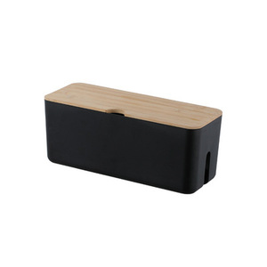 New cable management box with bamboo lid Large Storage Wires Keeper Holder for Desk
