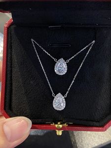 Pendentif Xinfly personnalisé PT950 Eternity Halo Solitaire avec diamant de laboratoire taille poire goutte d'eau central 0,70 ct, collier pendentif - Product Image 3