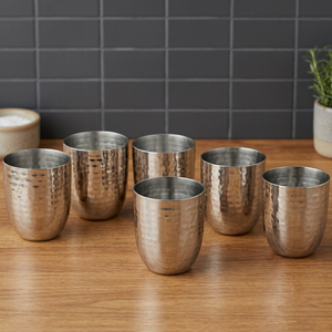 Verre en acier inoxydable martelé, résistant à la chaleur, compatible lave-vaisselle, design minimaliste pour adultes, idéal pour les fêtes - Product Image 4