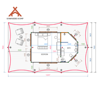 Tente de camping de luxe Kawagebo Kamp pour 1 à 2 personnes, en toile imperméable PVDF, safari glamping, avec salle de bain, pour les stations balnéaires et les hôtels en plein air