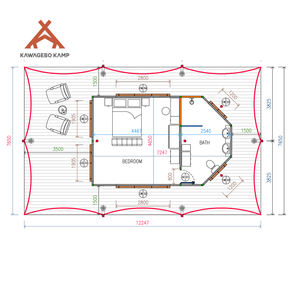 カワゲボ キャンプ ラグジュアリー 1～<span class=keywords><strong>2</strong></span>人用 PVDF防水キャンバス サファリグランピング キャンプテント（バスルーム付き） アウトドアリゾート・ホテル向け - Product Image 6