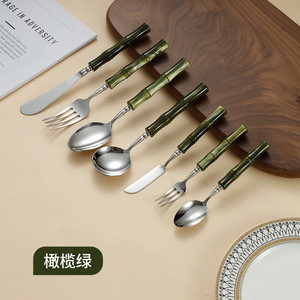 Juego de Cubiertos de Acero Inoxidable 304 con Mango Blanco Perla, Cubertería Occidental para Cena, Tenedor, Cuchara, Cuchillo, Vajilla para Bodas - Product Image 5
