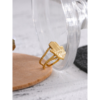 JINYOU 500 Bague élégante pour femme plaquée or 18 carats, accessoires en acier inoxydable, bague ouverte en forme de paume 2025