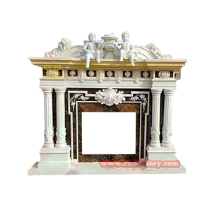 Décoration de cheminée électrique en marbre blanc Design de sculpture d'art en pierre avec statue de garçon lu Statue de lecture de garçon pour cheminées - Product Image 4