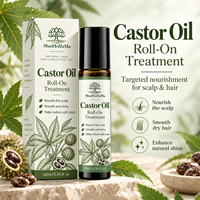 Huile capillaire roll-on à l'huile de ricin 10 ml sous marque privée, traitement du cuir chevelu pour cheveux secs, nourrissante, lissante, brillante, OEM ODM, logo personnalisé, soin capillaire