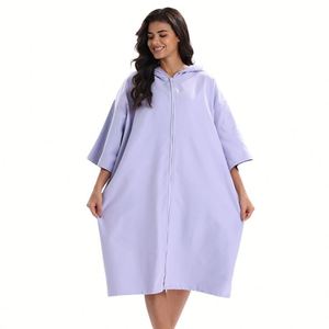 Peignoir à capuche en microfibre pour adulte, poncho absorbant à séchage rapide, idéal pour la plage - Product Image 1