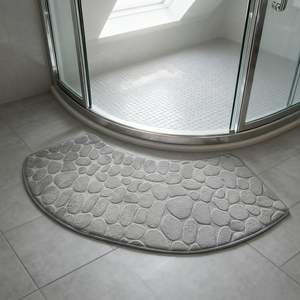 Tapis de porte absorbant incurvé en stock, tapis de salle de bain en forme d'éventail, tapis d'entrée large pour cabines de douche, tapis antidérapant pour salle de bain - Product Image 2