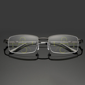 Gafas de Lectura Multifocales de Titanio Metálico, Gafas Progresivas Bifocales con Protección Anti-Luz Azul <span class=keywords><strong>y</strong></span> UV, Media Montura para Hombre <span class=keywords><strong>y</strong></span> Mujer, Presbicia - Product Image 5