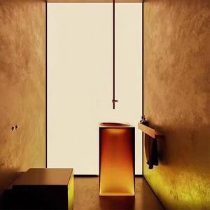 Lavabo de Baño de Cerámica Empotrable con Pedestal de Mármol Blanco, Diseño Moderno de Lujo, Resistente al Agua, <span class=keywords><strong>INTERLAN</strong></span>, 5 Años de Garantía - Product Image 3